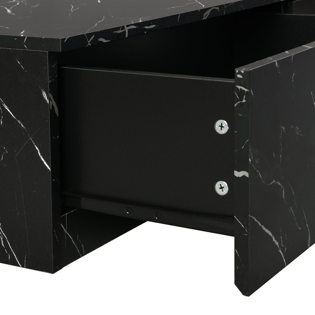 TV Stand Faux Marble Walnut Particle Board 4-Drawer Fits 88 In TV 78.7 In