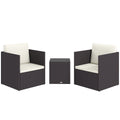 Outdoor Bistro Set PE Rattan Brown Folding 3 Piece Tempered Glass Table