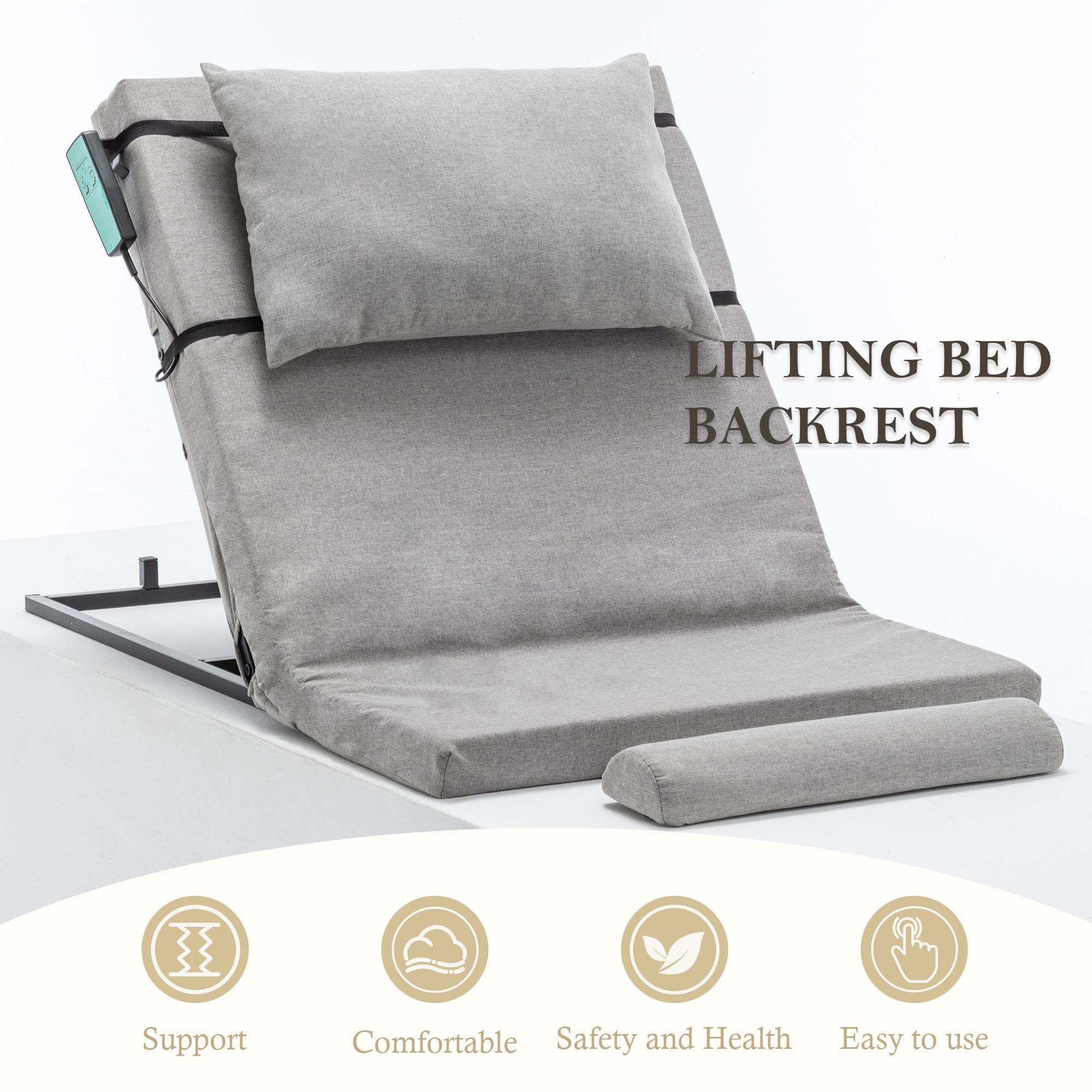 Bed Backrest Electric Adjustable 4-68 Degree Remote Washable 300 LB 47 In