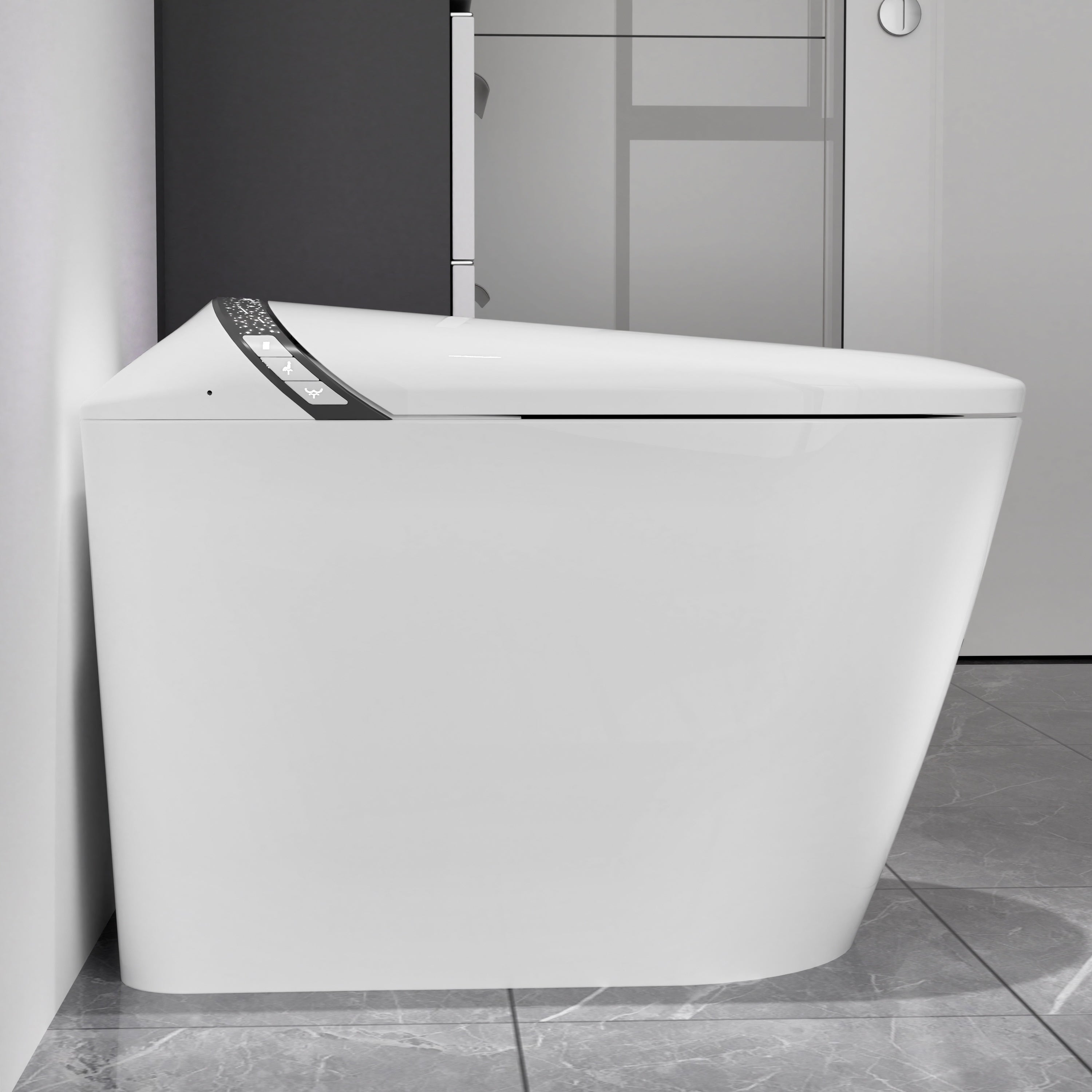 Elongated Smart Toilet with Bidet Built In, Tankless, Auto Open/Close, White