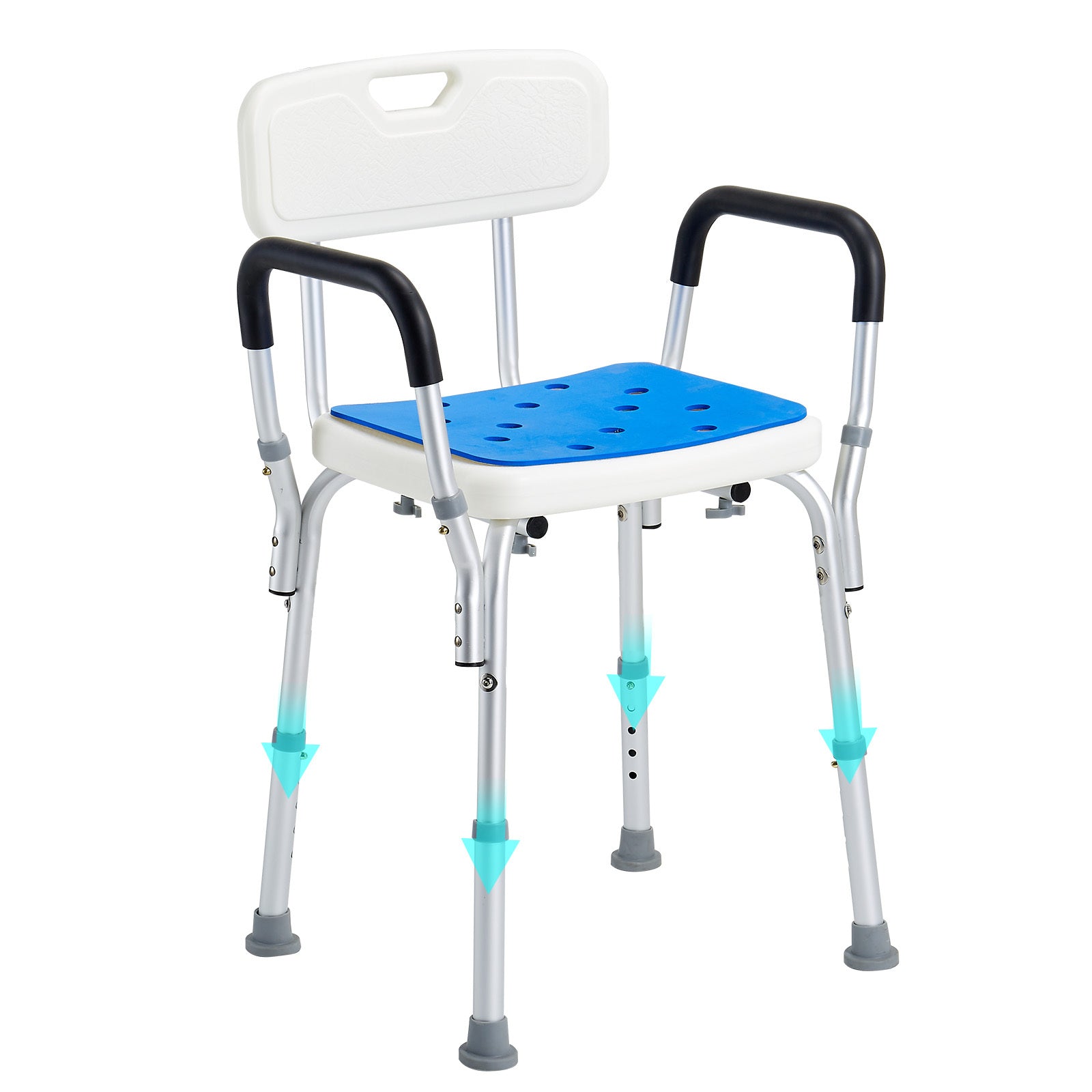 Shower Chair Bath Stool Aluminum 400 LB 6-Level Adjustable Head Holder