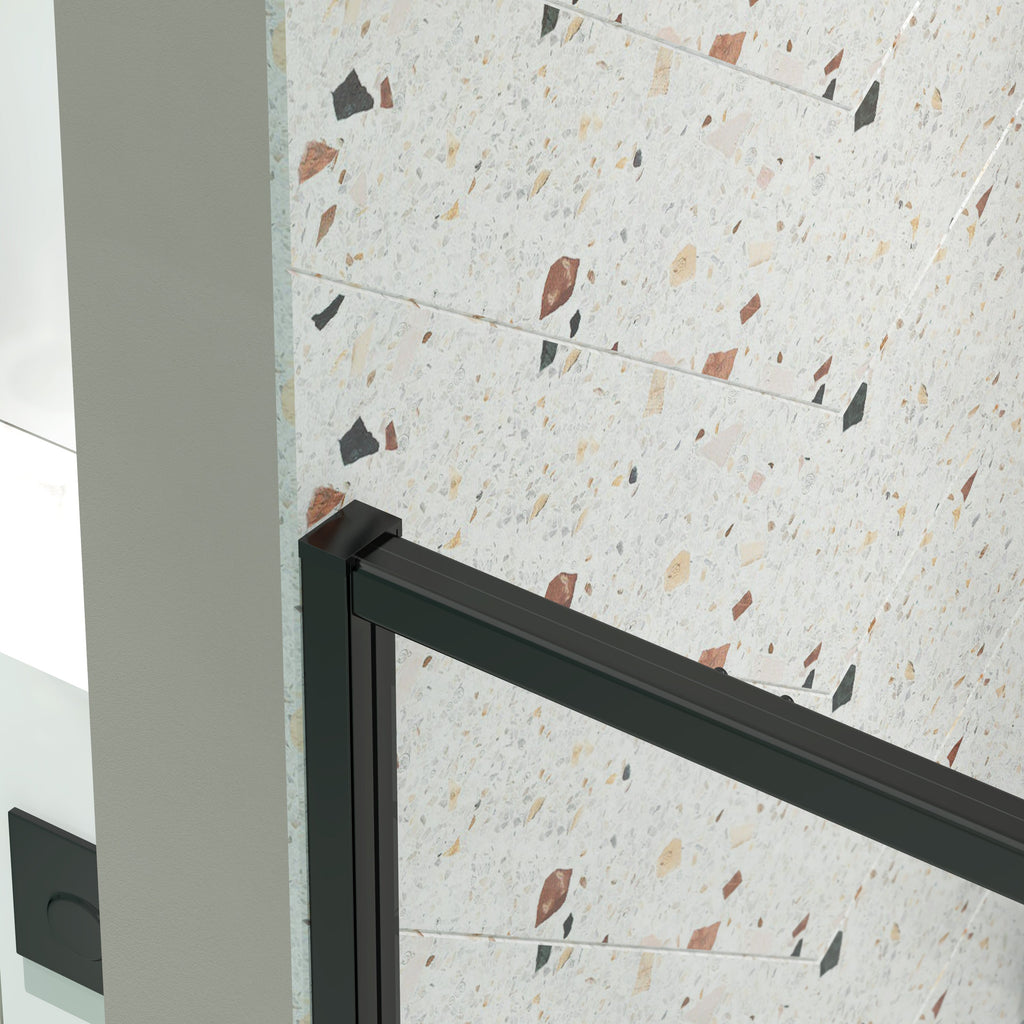 56-60in W x 71in H Pivot Swing Glass Shower Door, Matte Black, 6mm Clear SGCC