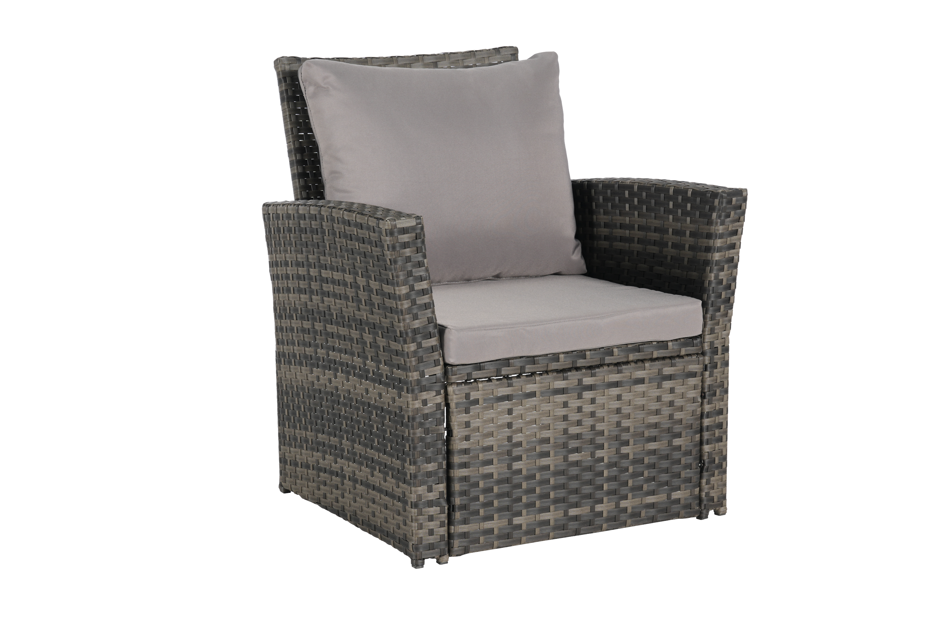 Outdoor Patio Set PE Rattan Steel Dark Gray 4 Piece Glass Seats 4