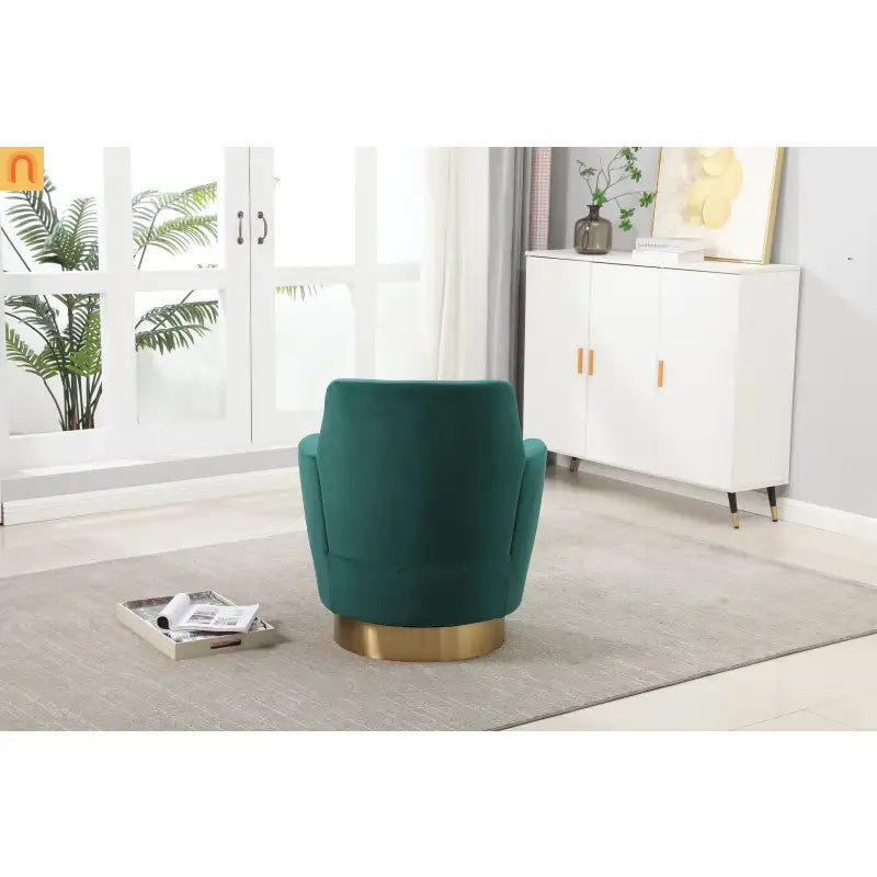 Accent Chair Barrel Swivel Velvet Emerald 360 Degree 300 lb 29in