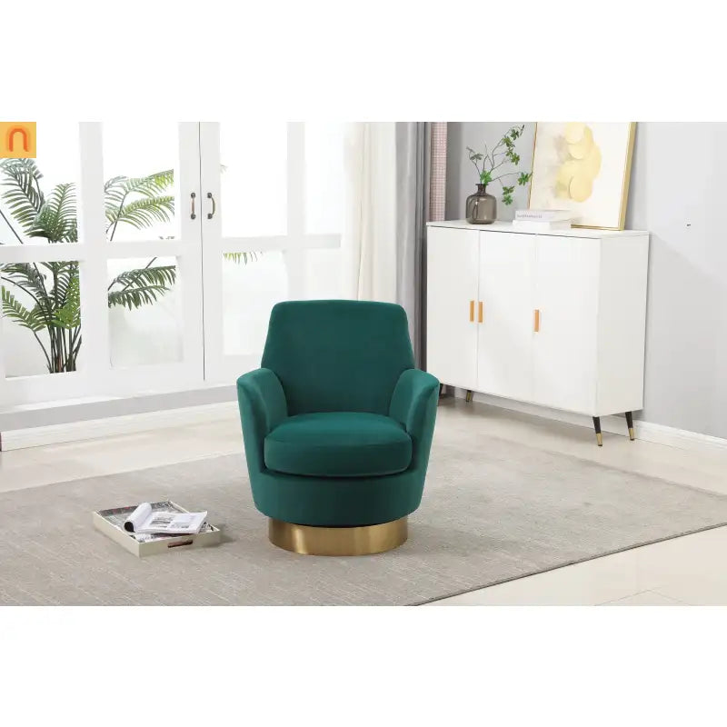 Accent Chair Barrel Swivel Velvet Emerald 360 Degree 300 lb 29in