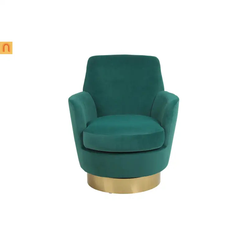 Accent Chair Barrel Swivel Velvet Emerald 360 Degree 300 lb 29in