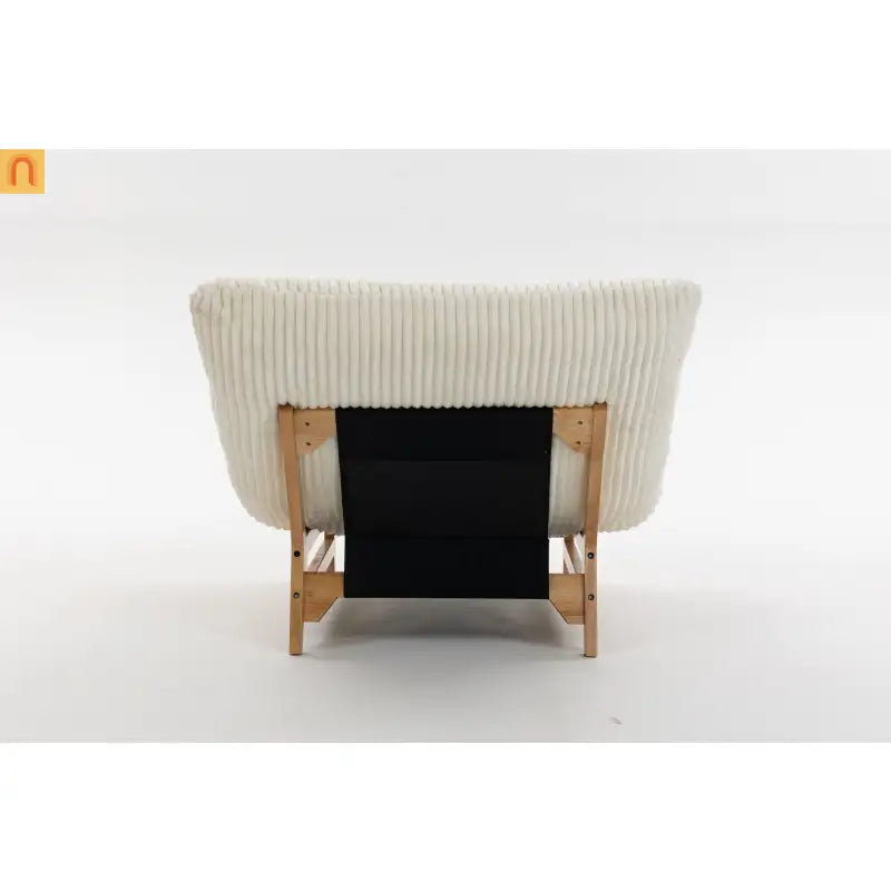 Bean Bag Chair Corduroy Backrest 39in Off White