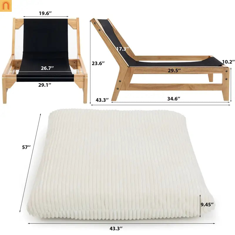 Bean Bag Chair Corduroy Backrest 39in Off White