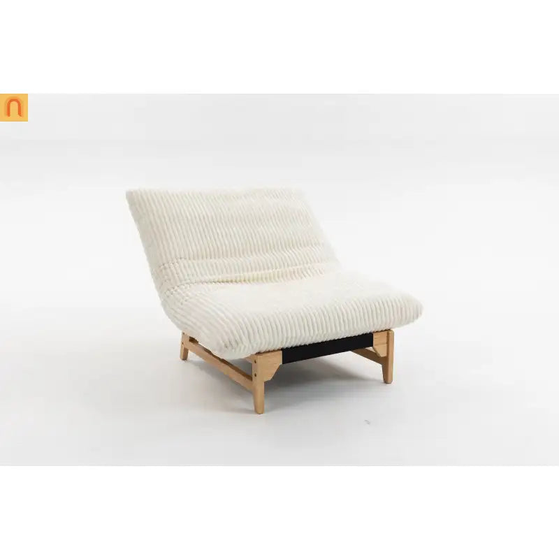 Bean Bag Chair Corduroy Backrest 39in Off White