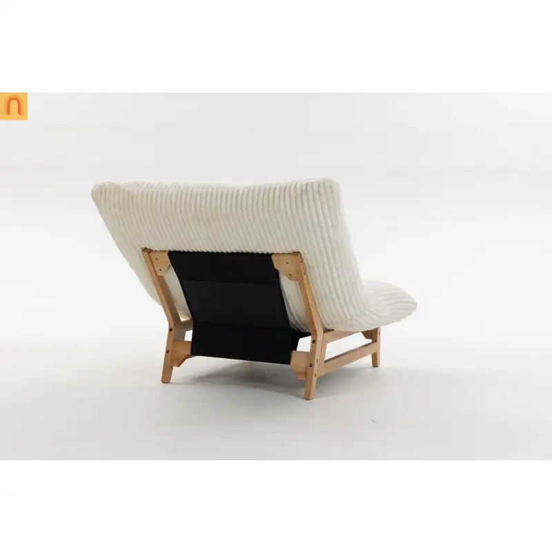 Bean Bag Chair Corduroy Backrest 39in Off White