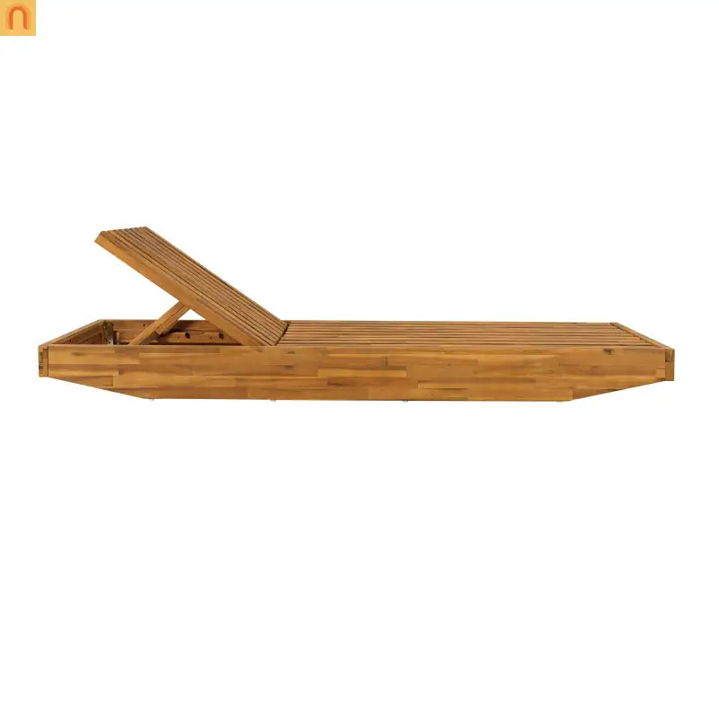 Outdoor Lounge Chair Acacia Wood Teak Boat Shape 3 Position 300 LB