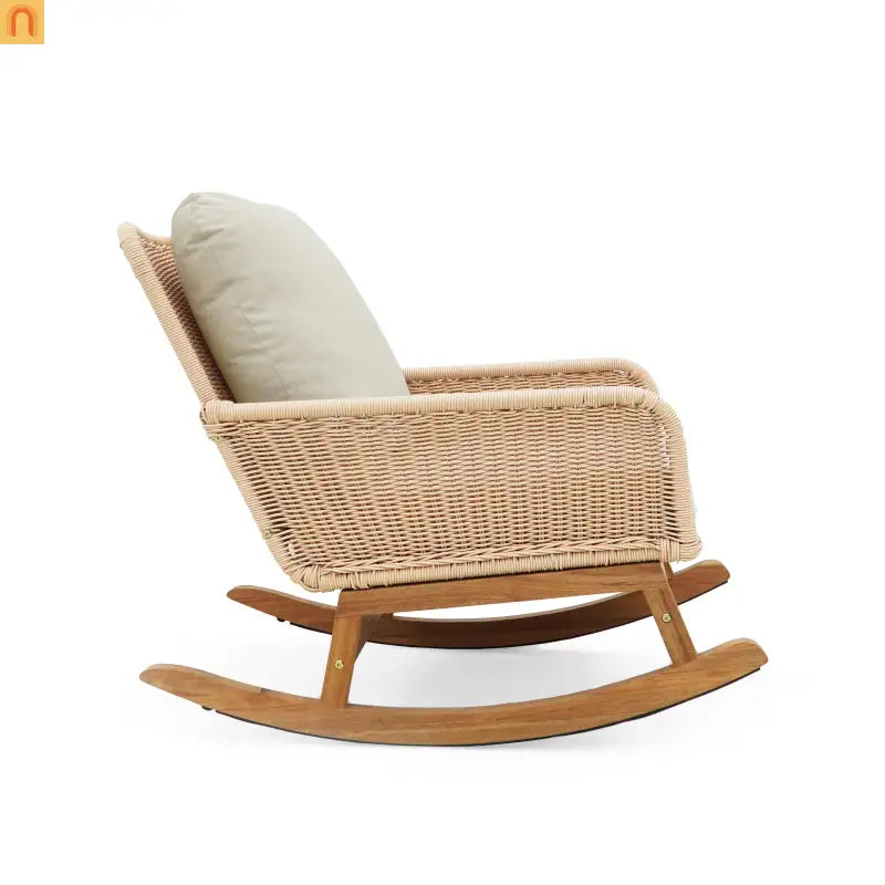 Outdoor Rocking Chair PE Rattan 24.8" Wide Beige