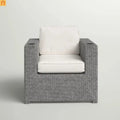 Outdoor Wicker Recliner Chair 33" Gray Aluminum Adjustable