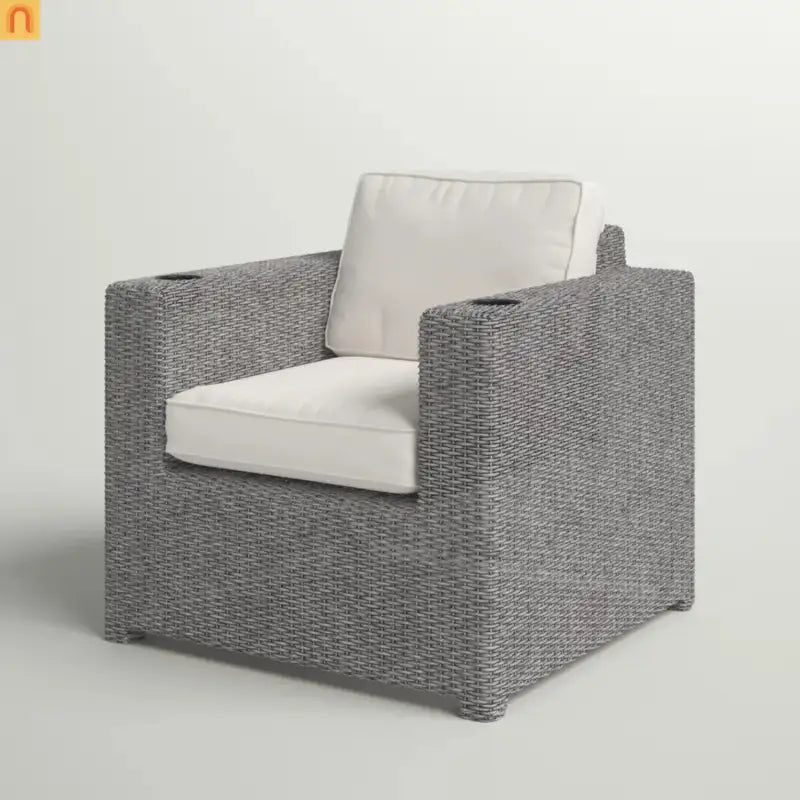 Outdoor Wicker Recliner Chair 33" Gray Aluminum Adjustable