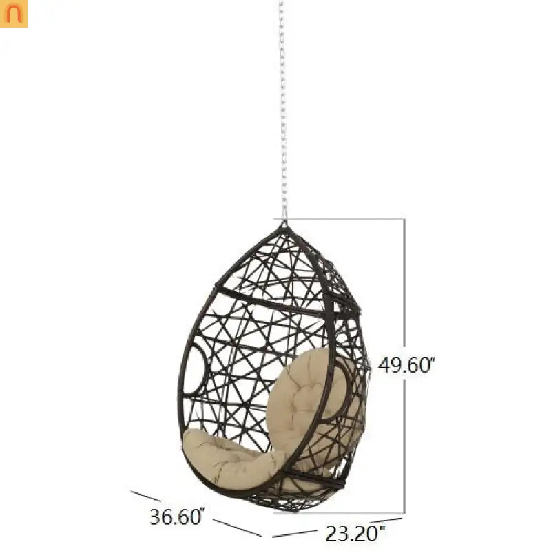 Outdoor Hanging Egg Chair 36.5" PE Rattan Brown