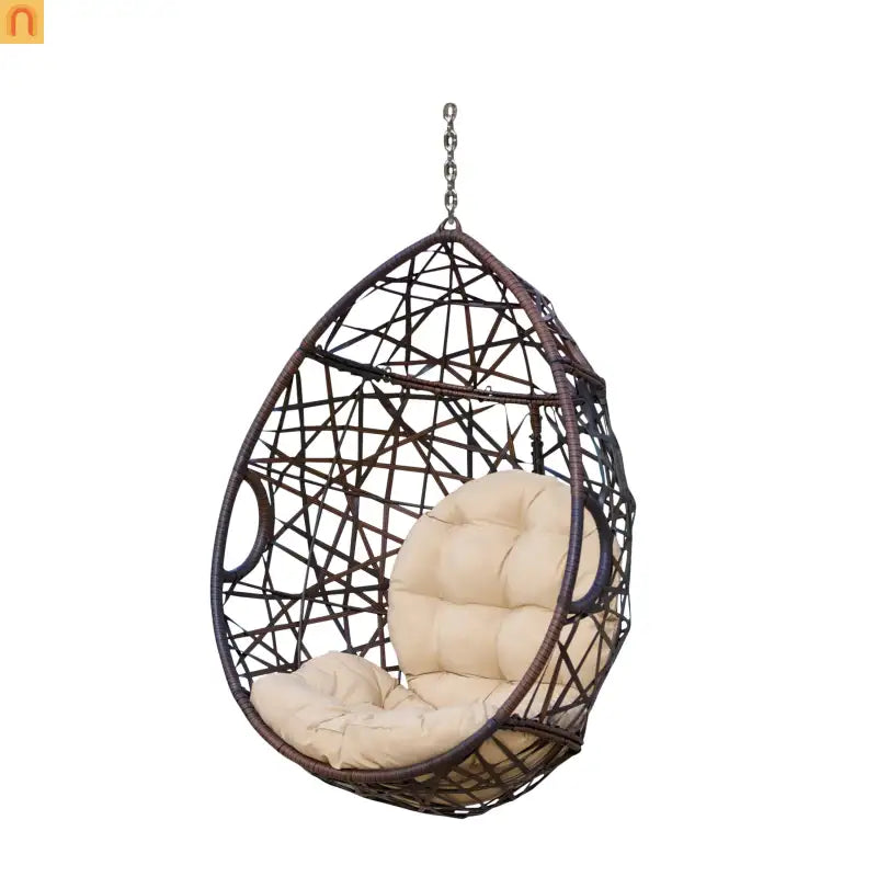 Outdoor Hanging Egg Chair 36.5" PE Rattan Brown