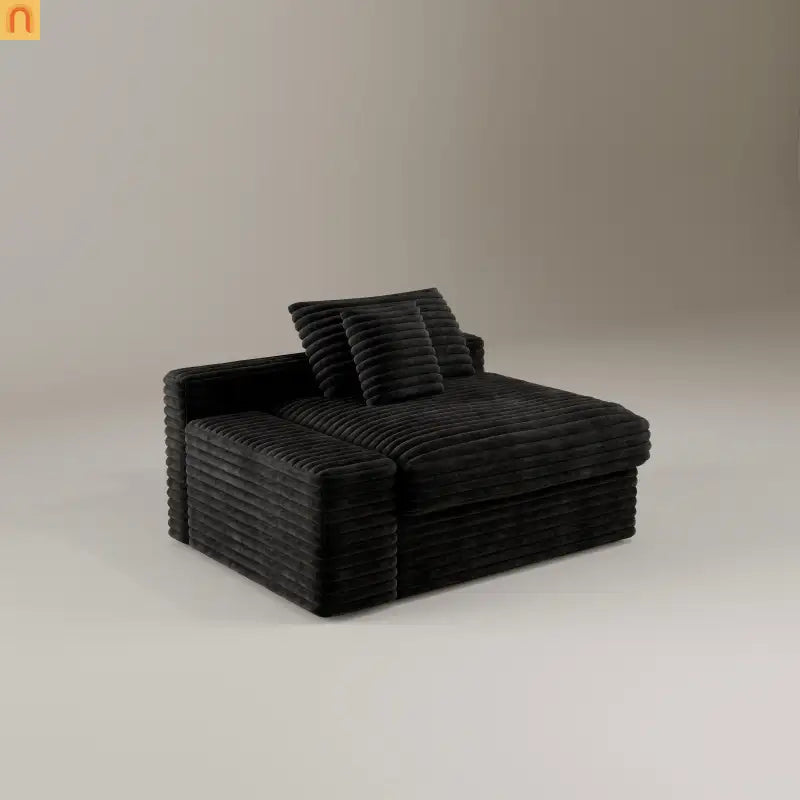 Accent Chair Modular Corduroy Black No Assembly with Chaise