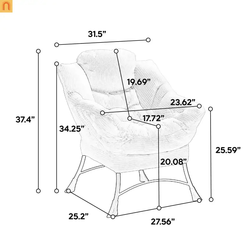 Accent Chair Lounge Flannelette White with Ottoman Steel Frame 250 lb