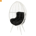 Outdoor Lounge Chair Wicker White Teardrop Steel Legs Black 62.5in