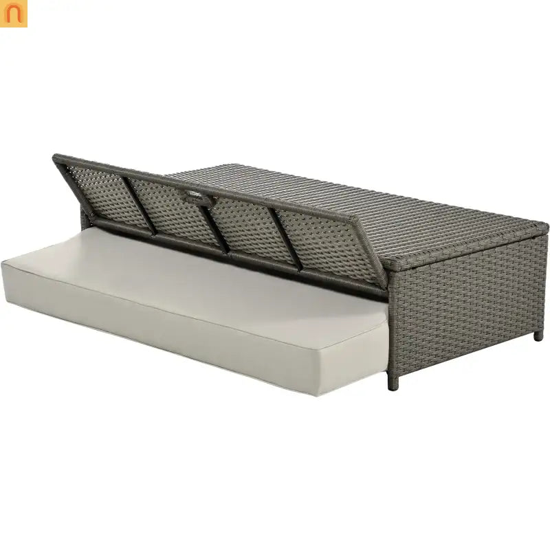 Outdoor Lounge Chair Rattan Gray 2-Person Adjustable