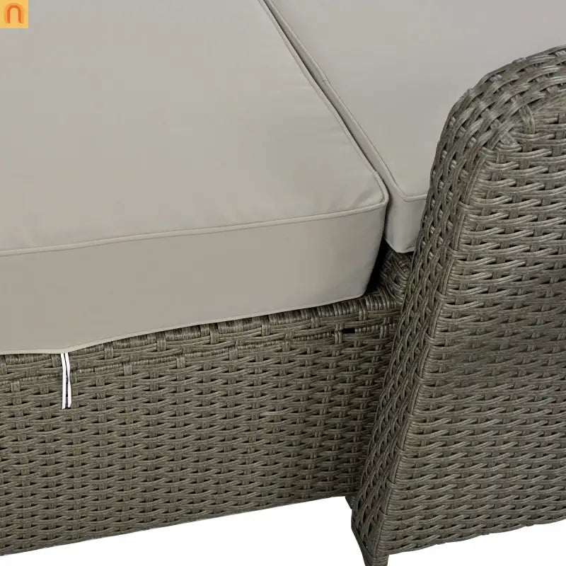 Outdoor Lounge Chair Rattan Gray 2-Person Adjustable