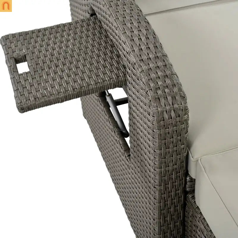Outdoor Lounge Chair Rattan Gray 2-Person Adjustable