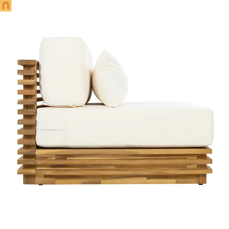 Outdoor Club Chair Acacia Wood Natural Beige Cushion Oversized