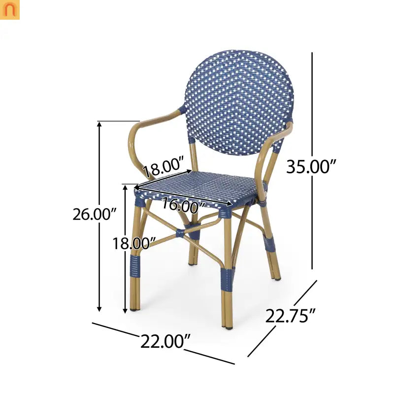 Outdoor Bistro Chair PE Rattan Teal Set of 2