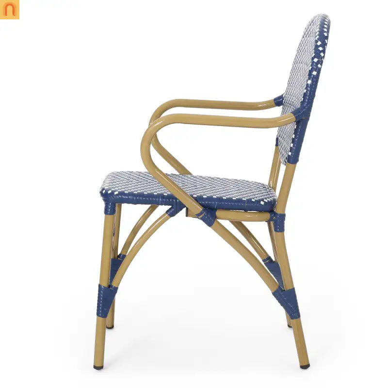 Outdoor Bistro Chair PE Rattan Teal Set of 2