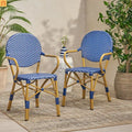Outdoor Bistro Chair PE Rattan Teal Set of 2