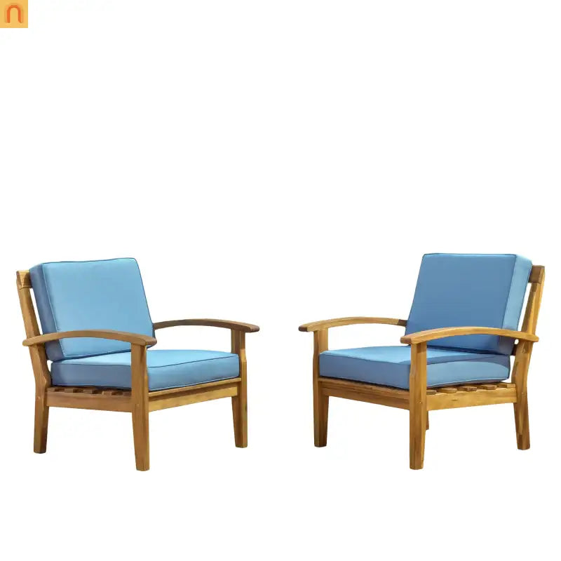 Acacia Wood Outdoor Club Chair Deep Seat Water Resistant Cushion