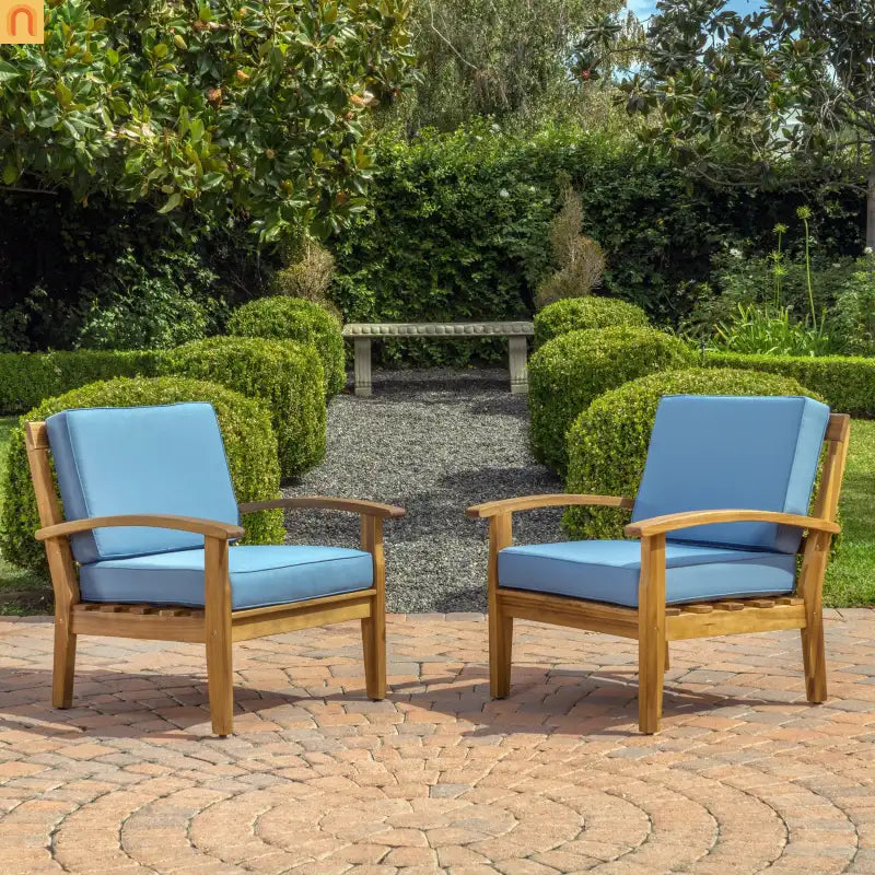 Acacia Wood Outdoor Club Chair Deep Seat Water Resistant Cushion