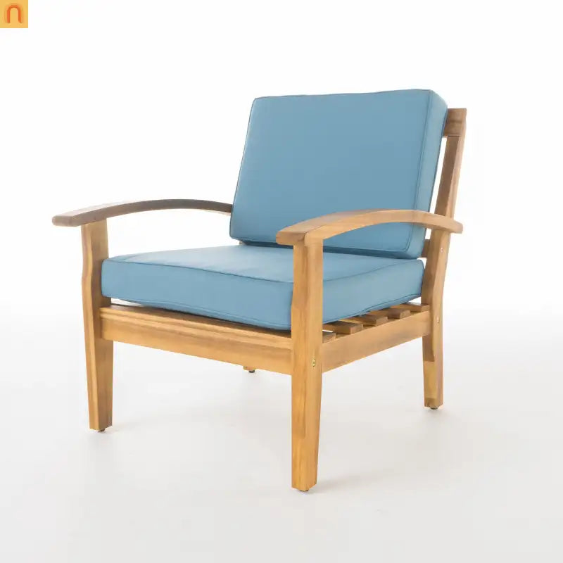 Acacia Wood Outdoor Club Chair Deep Seat Water Resistant Cushion