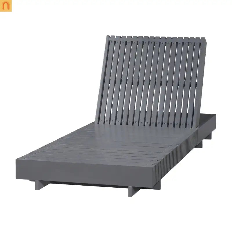Chaise Lounge Acacia Wood Dark Gray Cream Cushion 6 Position 400 LB