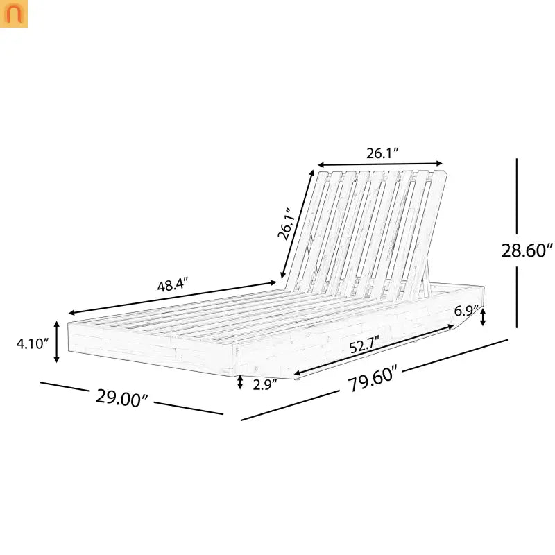 Chaise Lounge Acacia Wood Teak Dark Gray Cushion 79.6in 300 LB