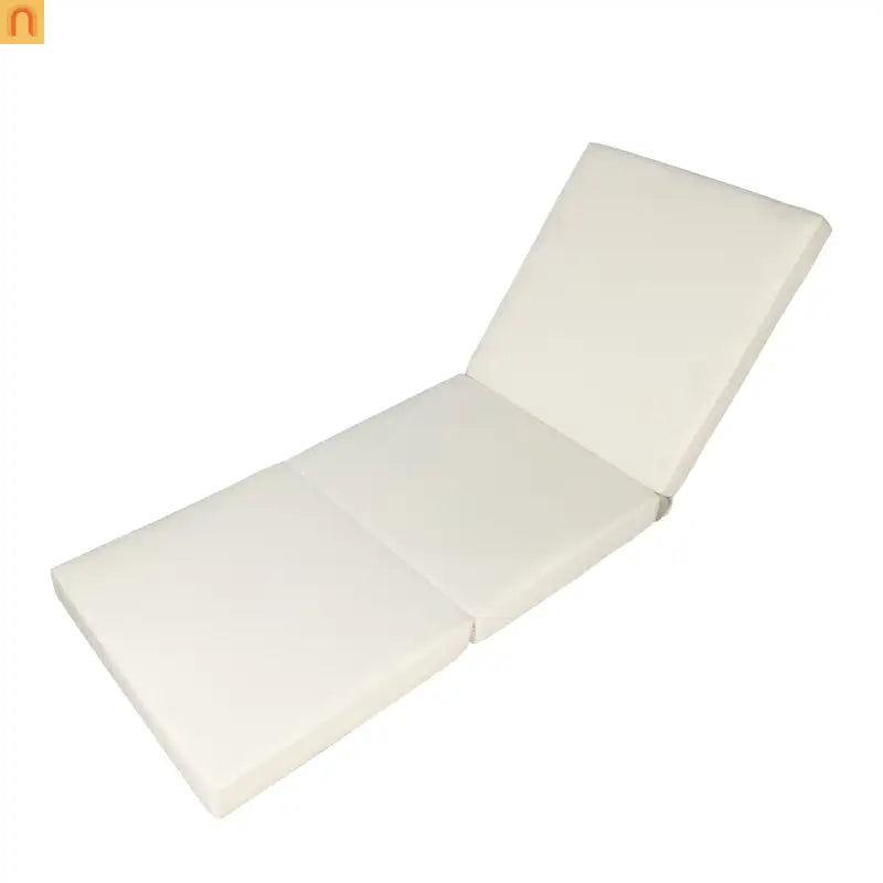 Chaise Lounge Acacia Wood Light Brown Cream Cushion 4 Position 79in