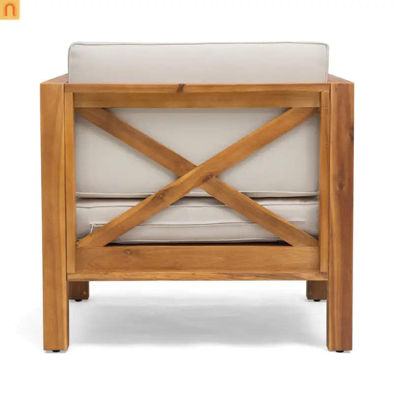 Outdoor Club Chair Acacia Wood Mid-Century Teak Cushion 30x30in