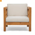 Outdoor Club Chair Acacia Wood Mid-Century Teak Cushion 30x30in