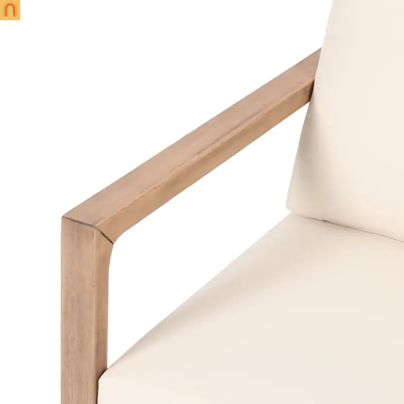 Outdoor Club Chair Acacia Wood Brown Beige Cushion Deep Seat 27.5in
