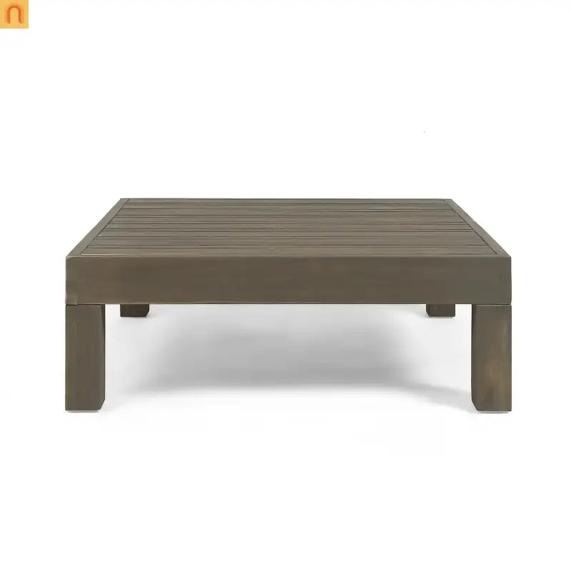 Outdoor Coffee Table Square Acacia Wood Gray Slat Panel 29.5in