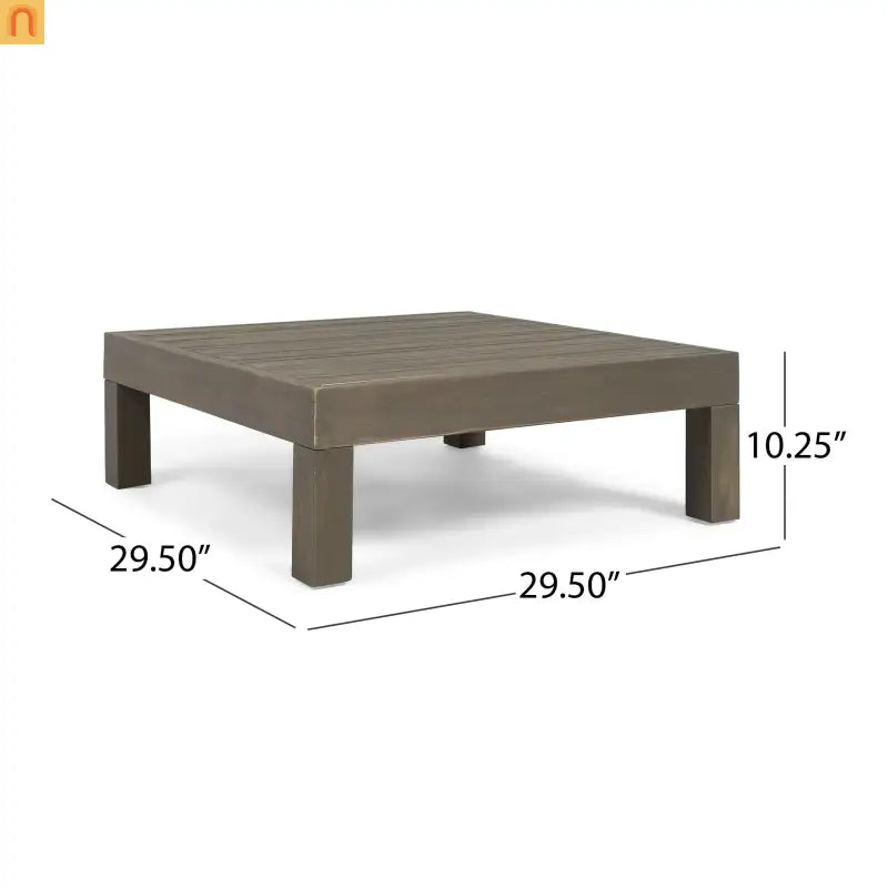 Outdoor Coffee Table Square Acacia Wood Gray Slat Panel 29.5in