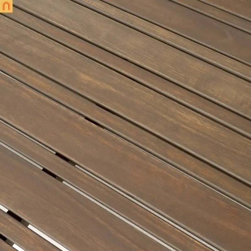 Outdoor Coffee Table Square Acacia Wood Gray Slat Panel 29.5in