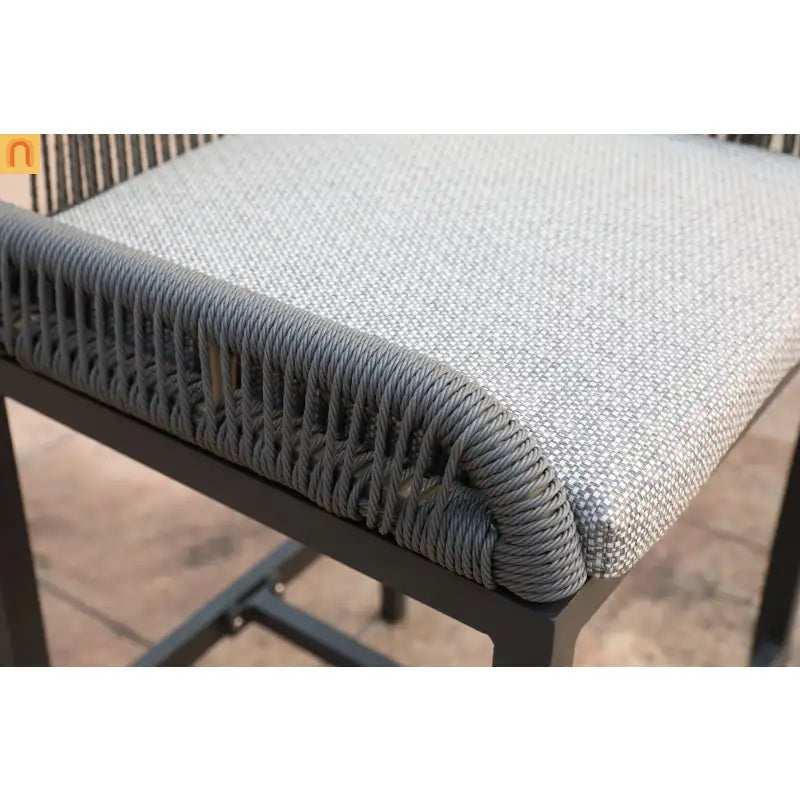 Outdoor Bar Stool Aluminum Rope Gray Set of 2 Counter Height