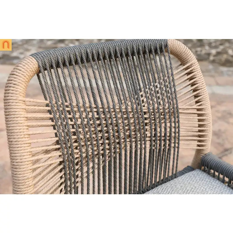 Outdoor Bar Stool Aluminum Rope Gray Set of 2 Counter Height
