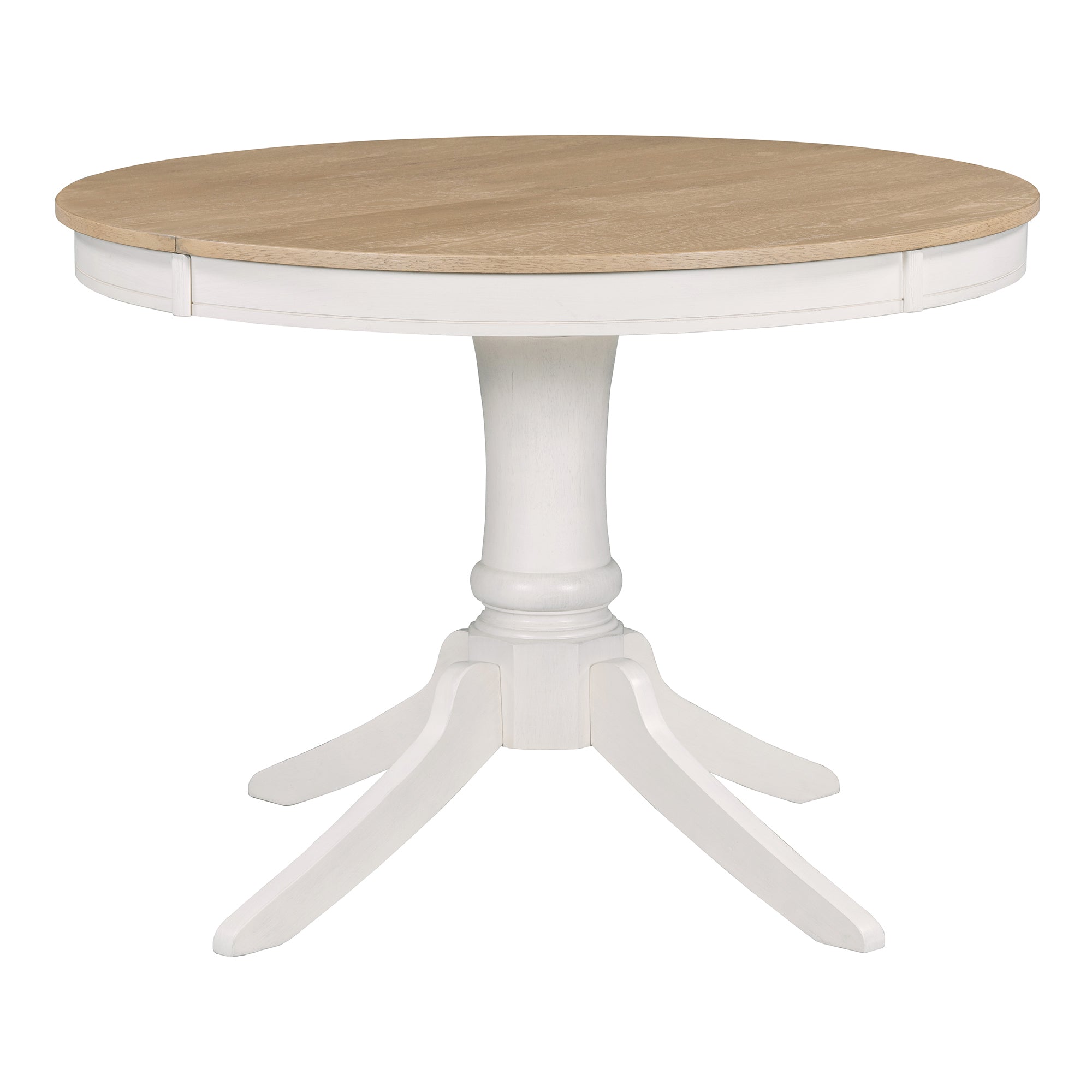 5-Piece Retro Functional Dining Table Set Wood Round Extendable Dining Table