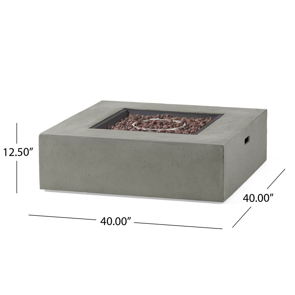 Contemporary 50,000 BTU Square MgO Fire Table with Clean Lines in Light Grey
