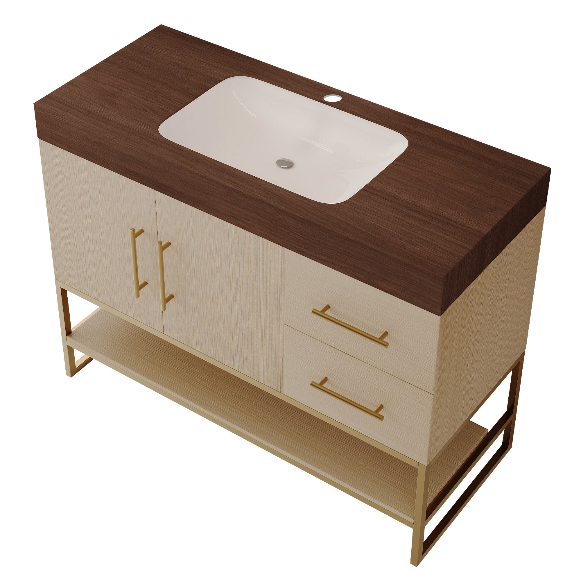 36' Modern Free-Standing Bathroom Vanity with Seamless Ceramic Sink & Sintere...