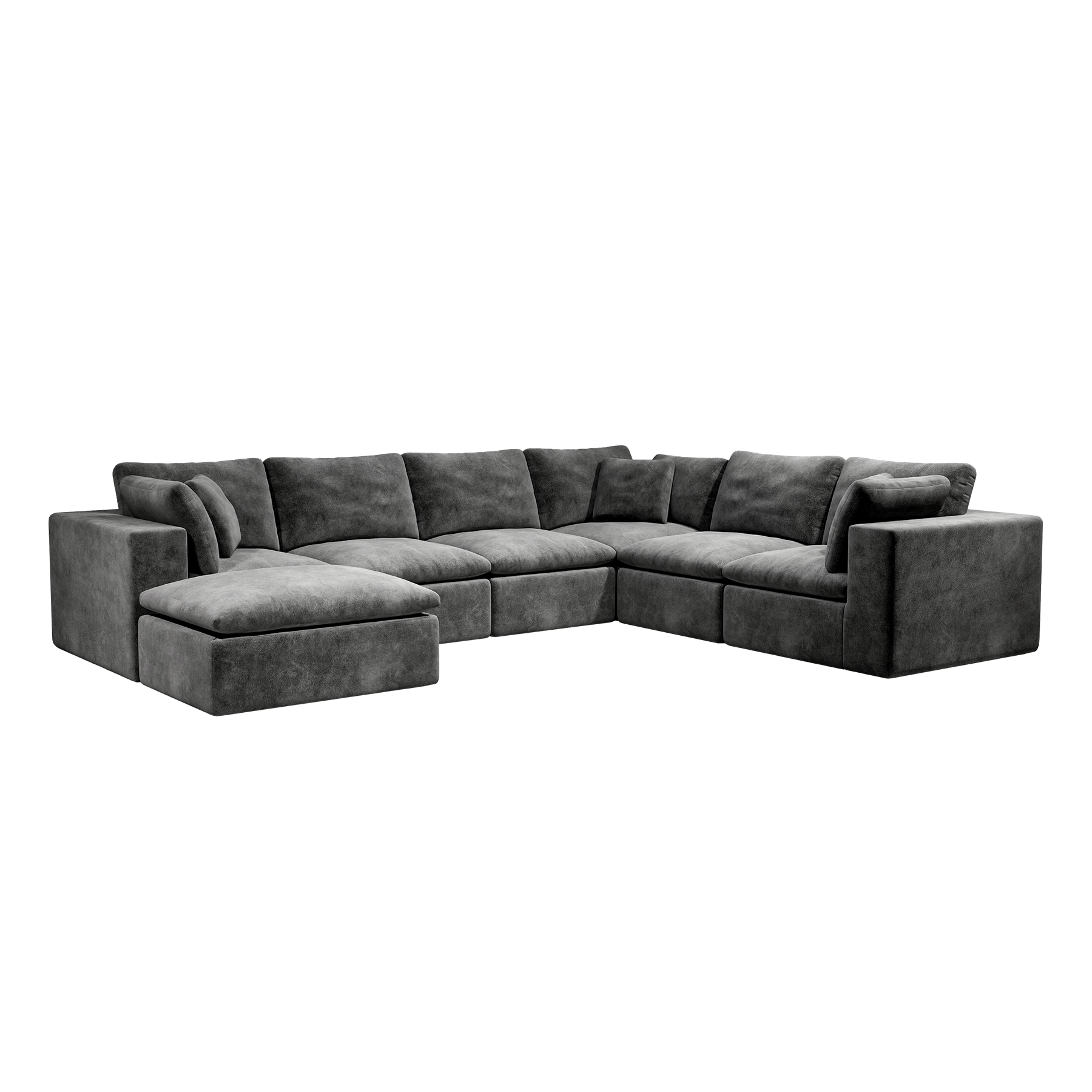 Sectional Sofa L-Shape Corner Corduroy Gray 7 Seat Chaise No Assembly