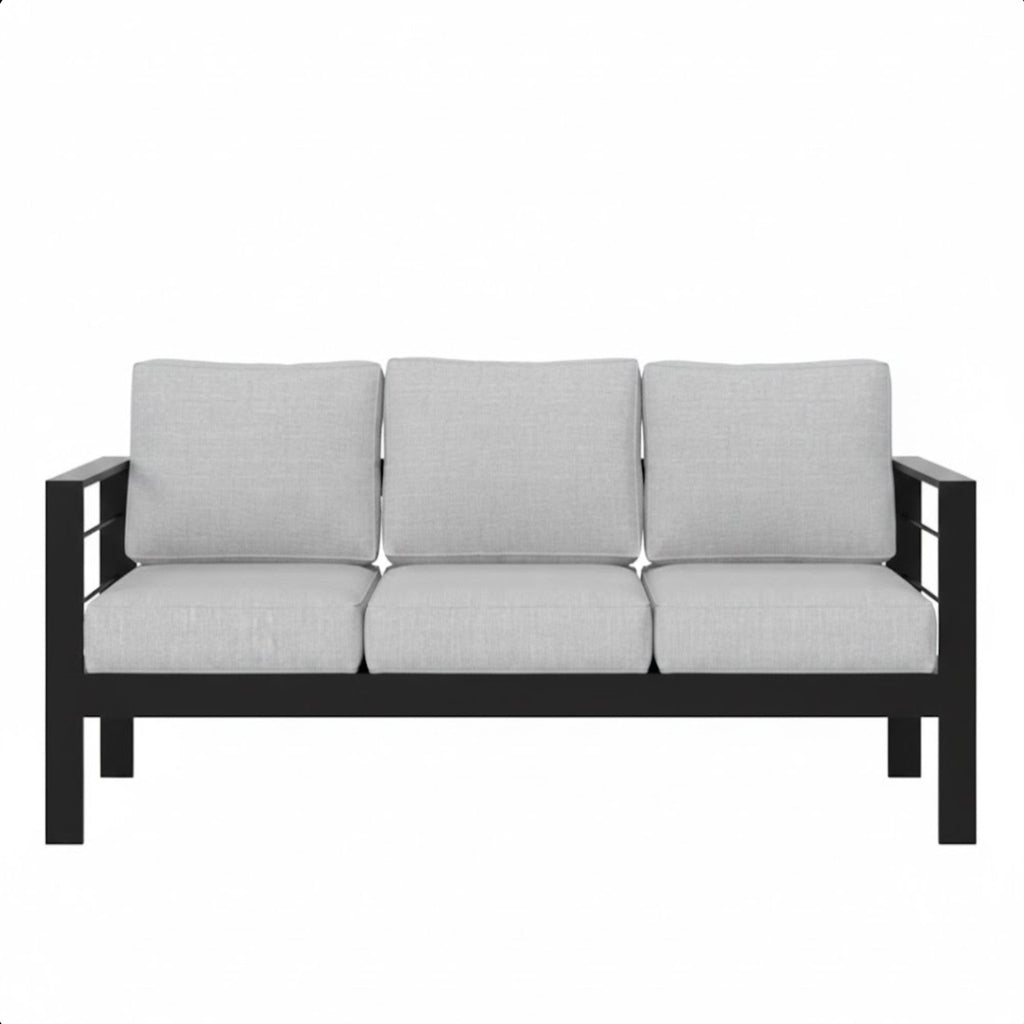 Outdoor Patio Set Aluminum Black Gray 4 Piece 73in Sofa