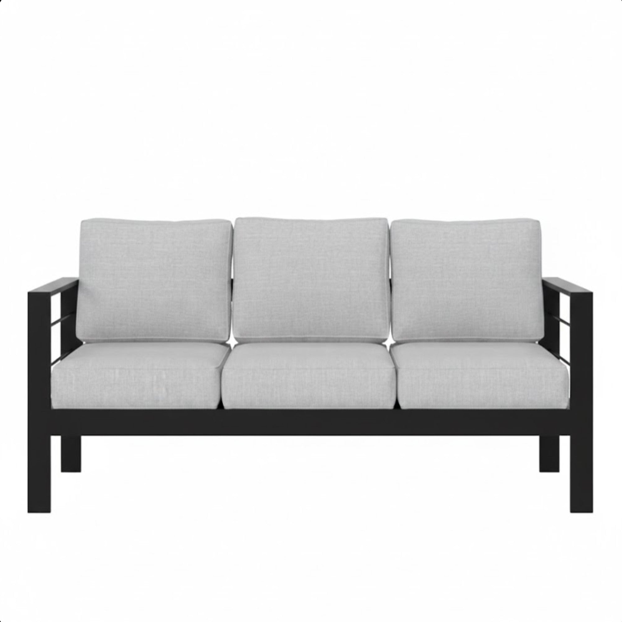 Outdoor Patio Set Aluminum Black Gray 4 Piece 73in Sofa